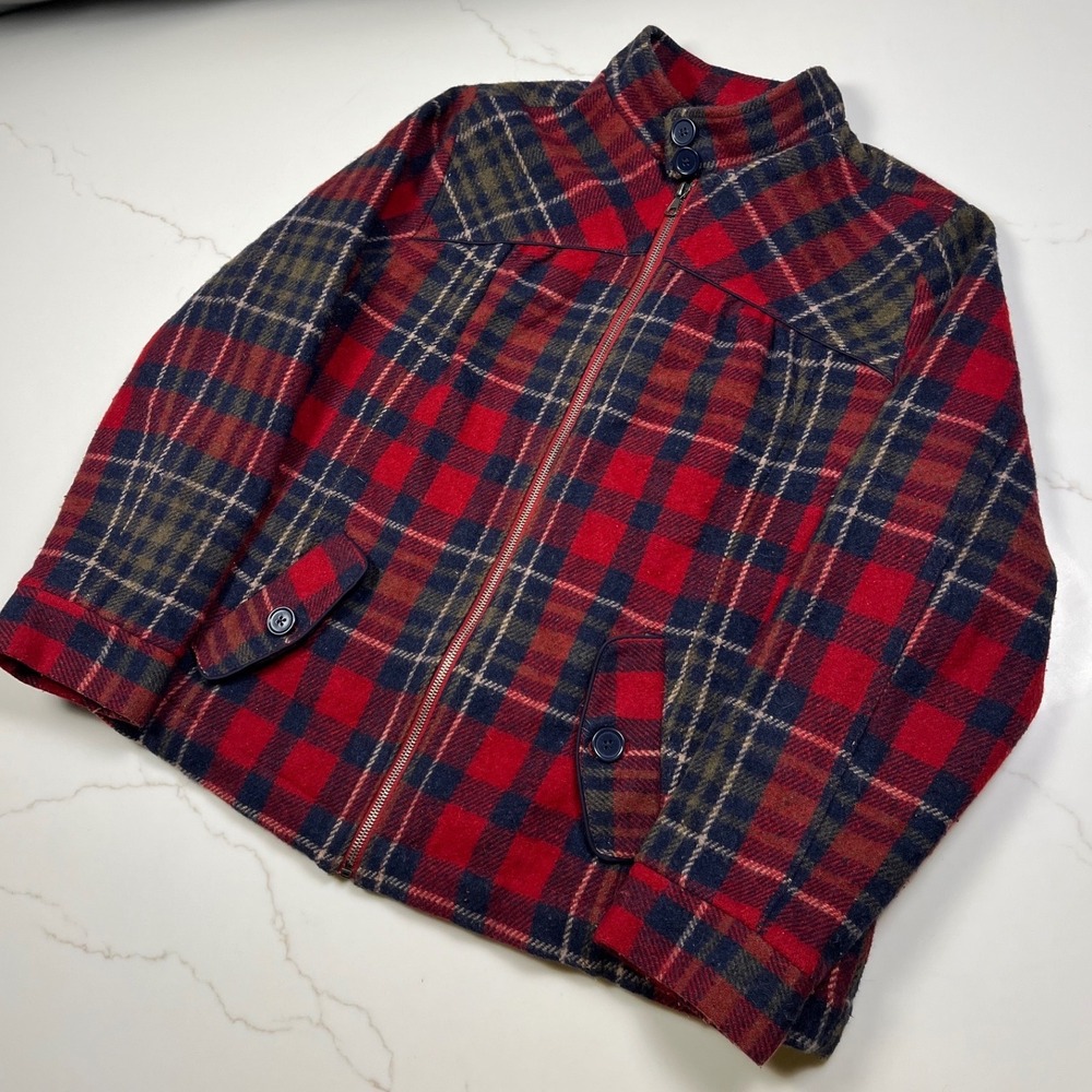 Jacket Womens Red Plaid Wool Blend Full Zip Coat detroit bomber